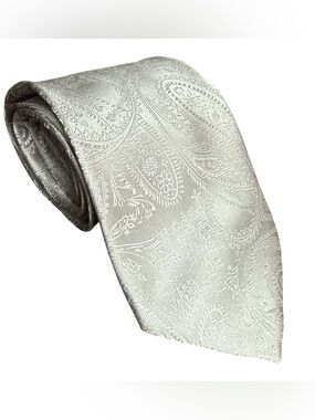Vesuvio Napoli Silver Paisley Tie Classic Formal Wedding